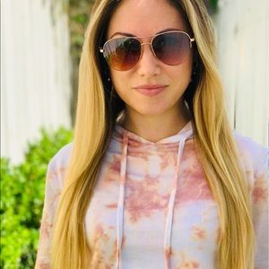 Tie Dye Crop Hoodie Sweatshirt Desert Rose